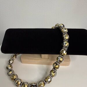 Elegant Gold and Silver Beaded Necklace